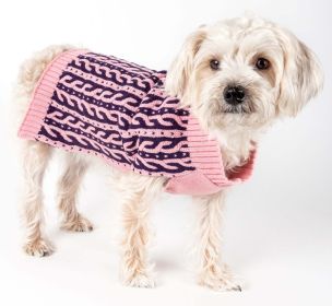 Harmonious Dual Color Weaved Heavy Cable Knitted Fashion Designer Dog Sweater (size: medium)