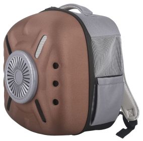 Pet Life 'Armor-Vent' External USB Powered Backpack with Built-in Cooling Fan (Color: Brown)